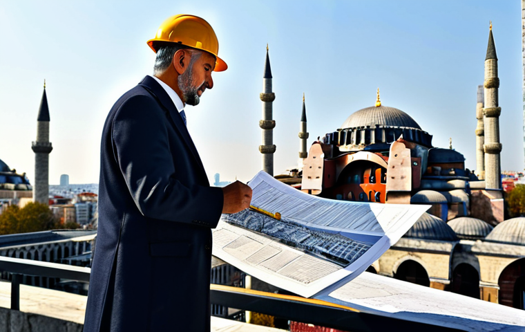 **

"A Turkish architect, fully clothed in professional attire, reviewing blueprints at a construction site in Istanbul with the Hagia Sophia in the background, appropriate content, perfect anatomy, natural pose, professional, safe for work, modest clothing, high quality."

**